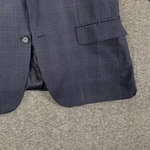 Ermenegildo Zegna Blazer Jacket Men 44R Blue Windowpane Wool Sport Coat Suit